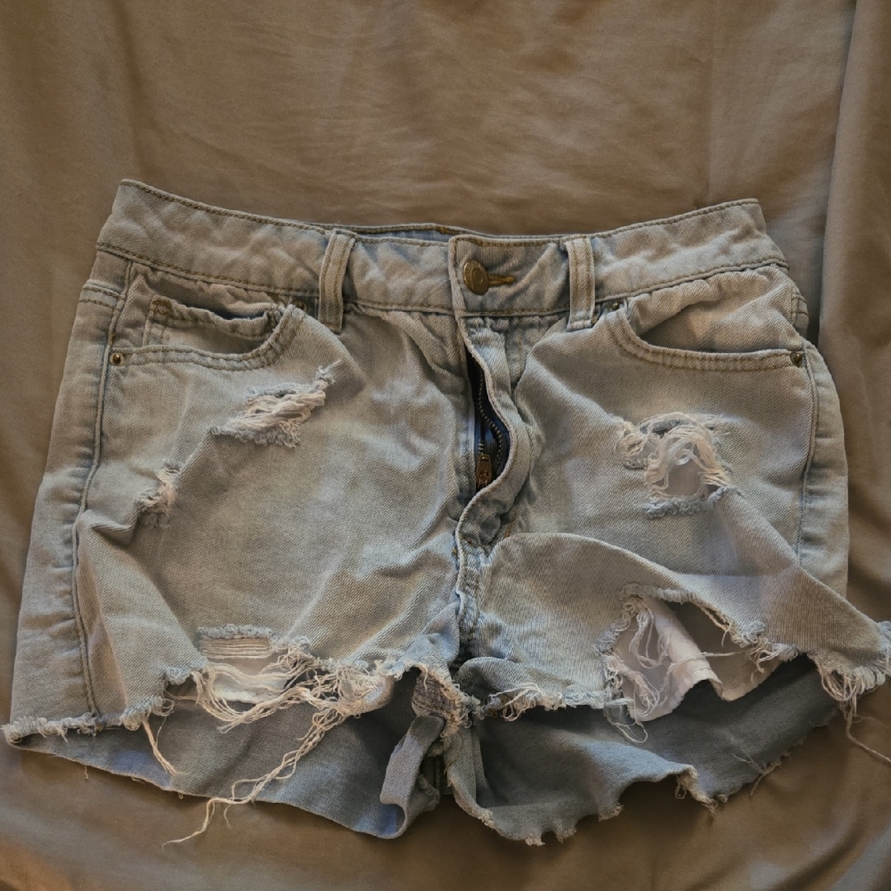 Blue Spice Jean Shorts Light Blue Distressed Casual